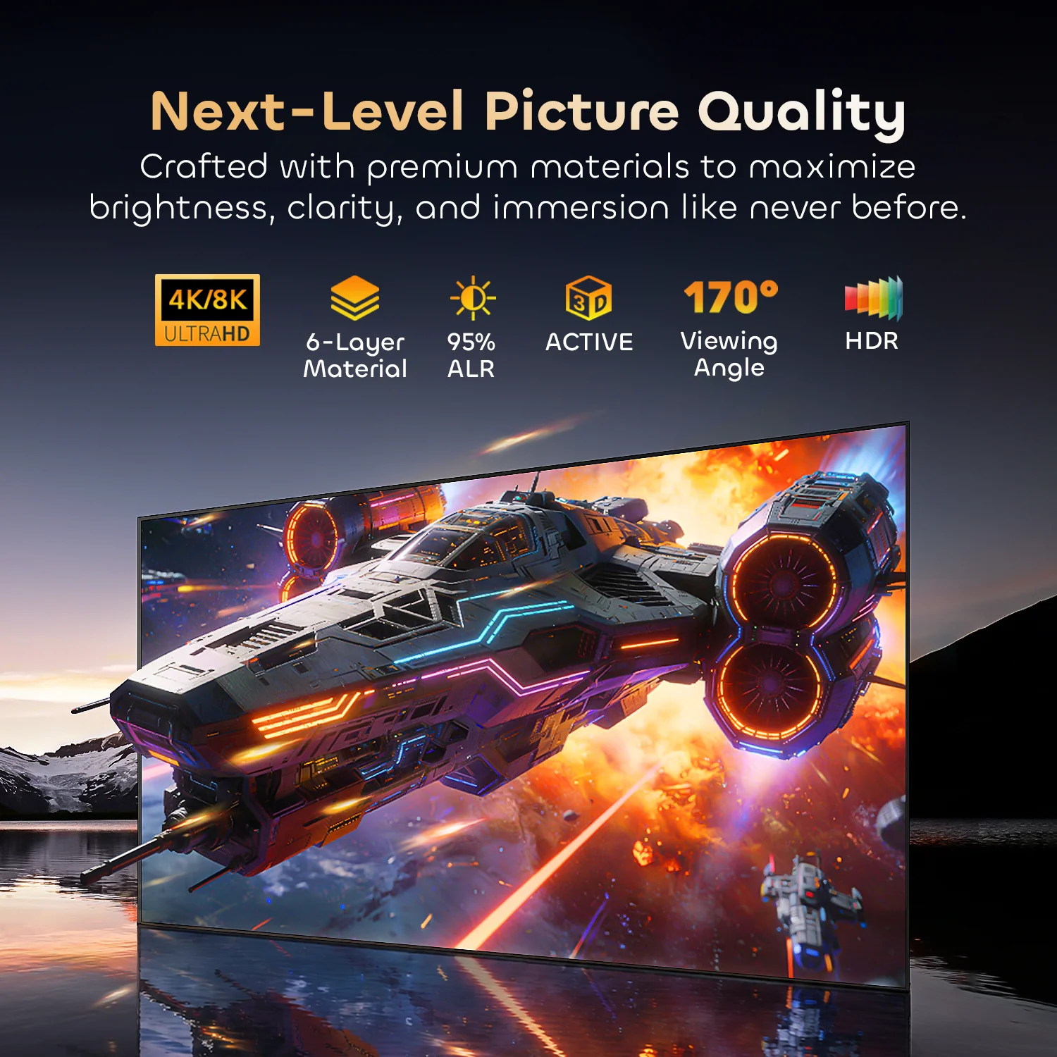 100"-130" NothingProjector Lenticular 4K ALR Projector Screen for Long/Standard Throw Projectors - Image 3