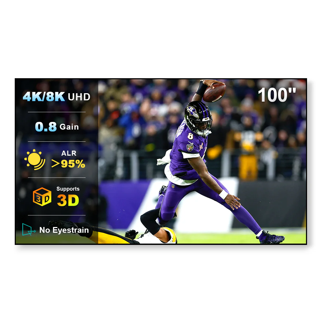 100"-130" NothingProjector Lenticular 4K ALR Projector Screen for Long/Standard Throw Projectors - Image 4