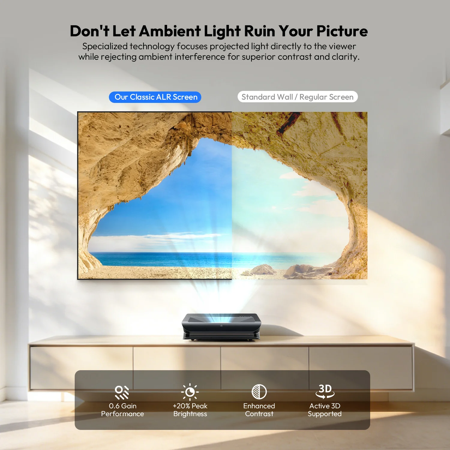 100 Inch NothingProjector PET Crystal Classic UST 85% ALR Projector Screen - Image 3