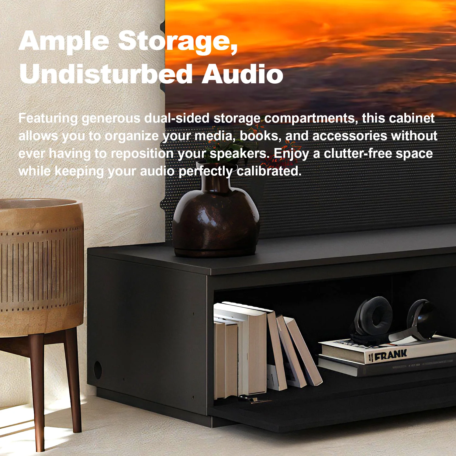 100"-120" Shore Black Motorized Laser TV Flat Pack Cabinet - Image 14