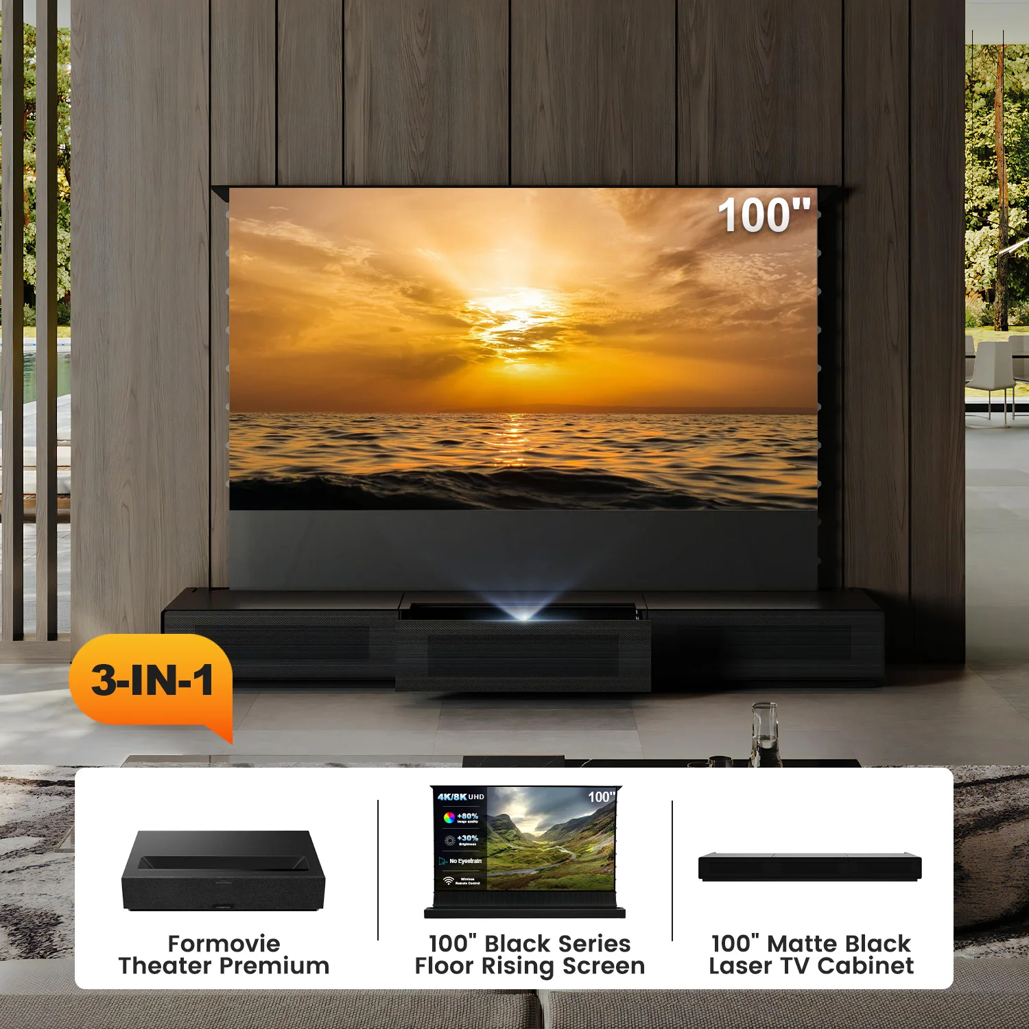(Bundle) Formovie Theater Premium + Black Series Motorized ALR Screen + Laser TV Cabinet (Pre-Assembled) - Image 15