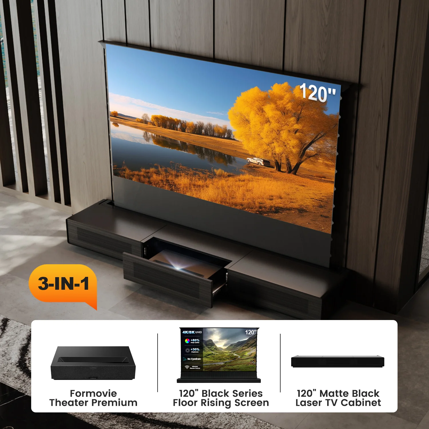 (Bundle) Formovie Theater Premium + Black Series Motorized ALR Screen + Laser TV Cabinet (Pre-Assembled) - Image 16