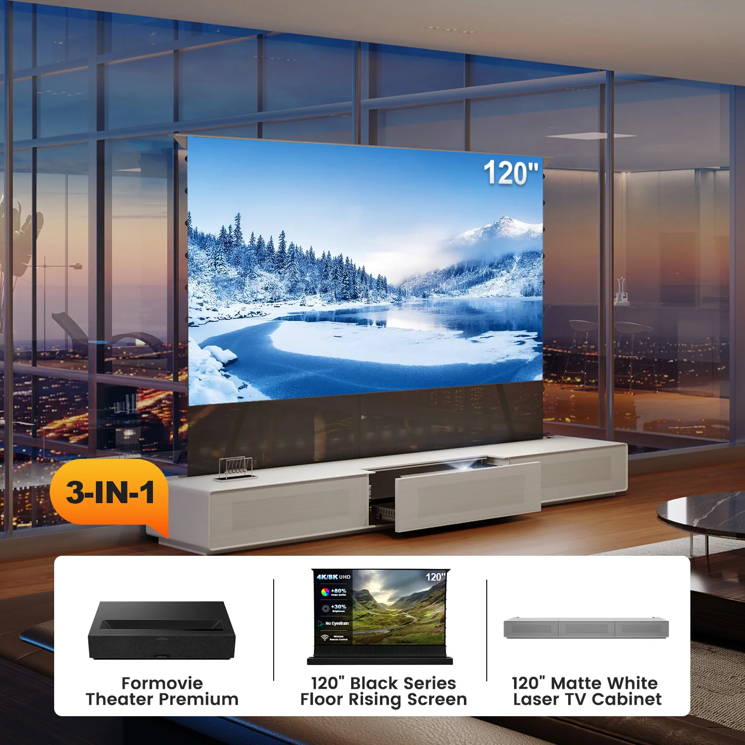 (Bundle) Formovie Theater Premium + Black Series Motorized ALR Screen + Laser TV Cabinet (Pre-Assembled) - Image 18