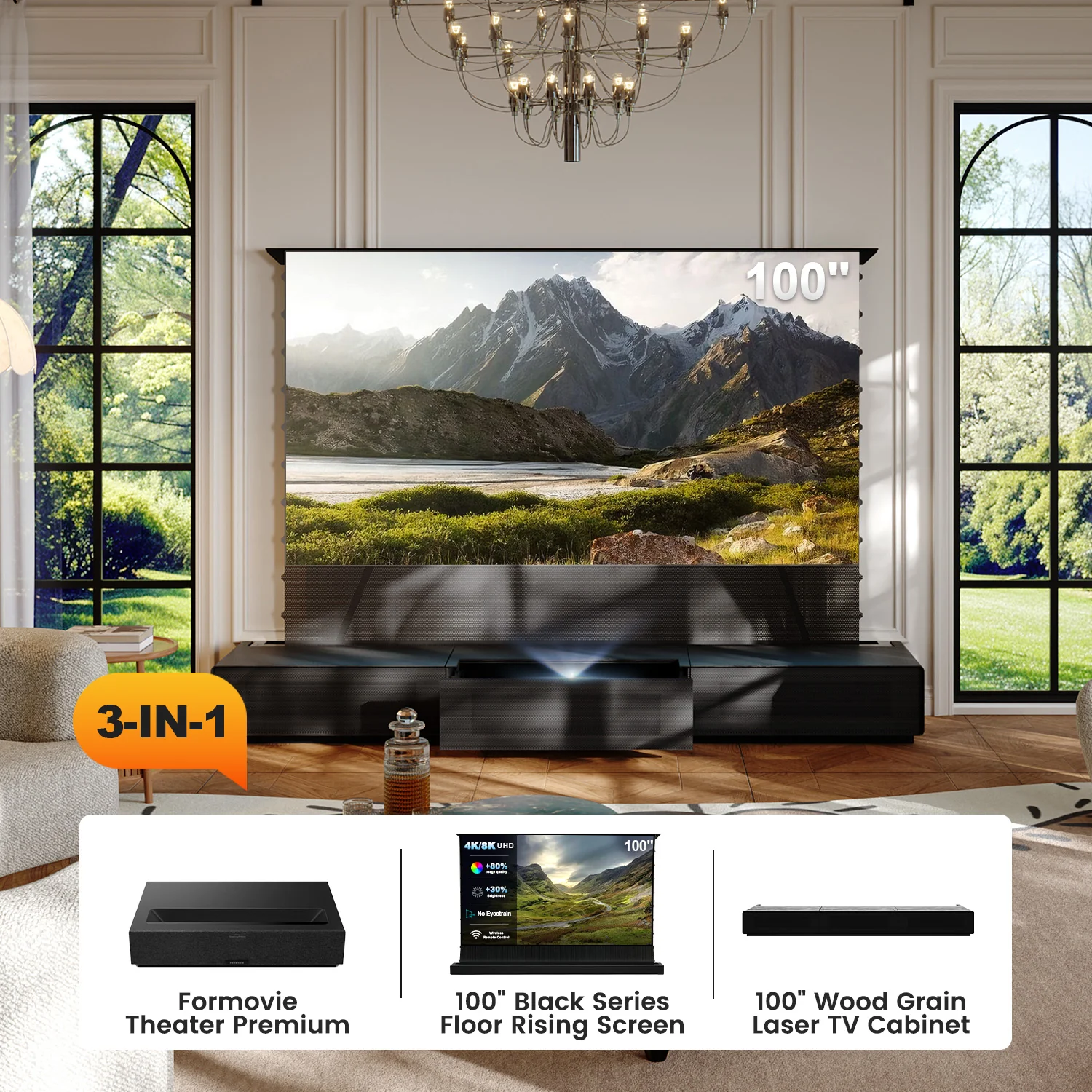 (Bundle) Formovie Theater Premium + Black Series Motorized ALR Screen + Laser TV Cabinet (Pre-Assembled) - Image 8