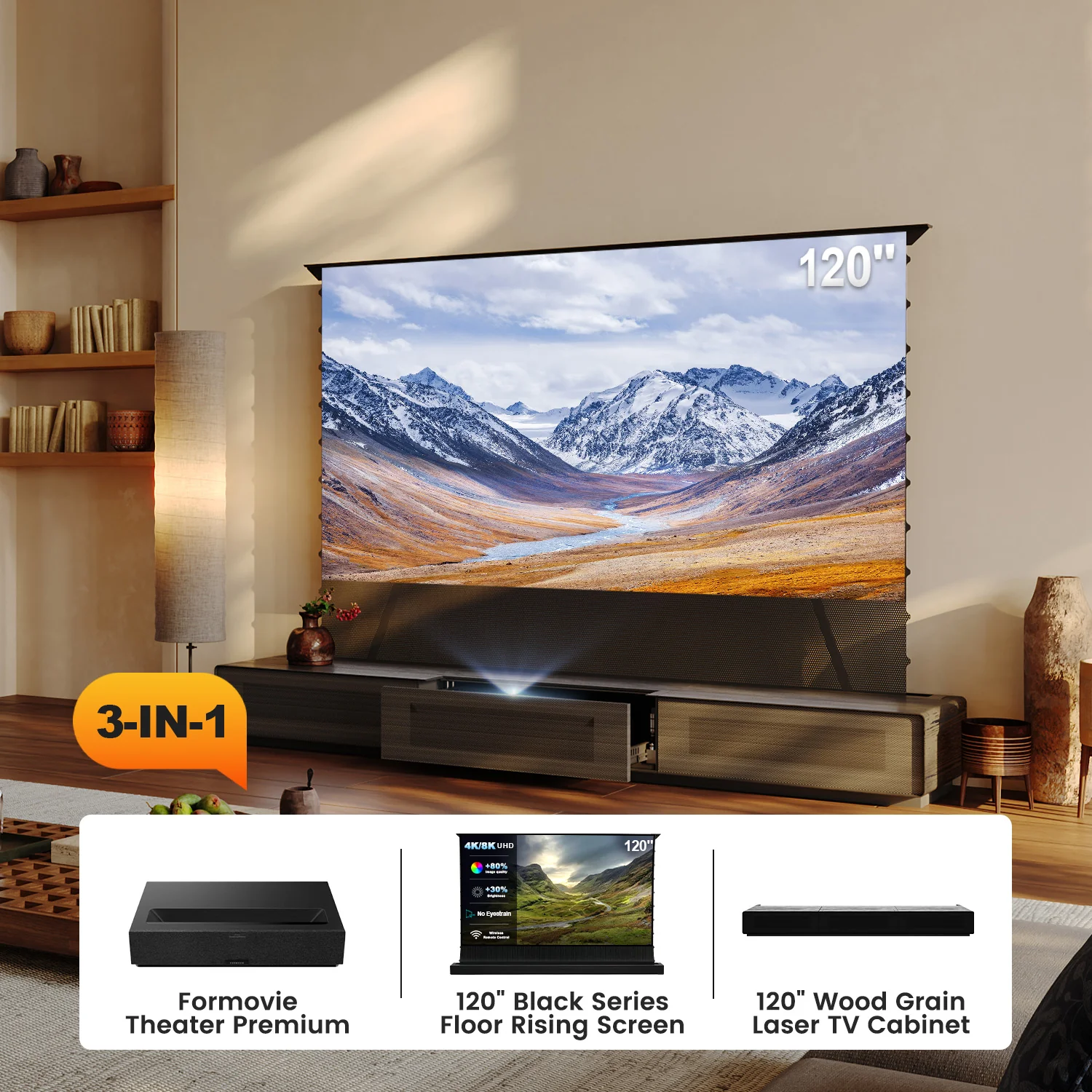 (Bundle) Formovie Theater Premium + Black Series Motorized ALR Screen + Laser TV Cabinet (Pre-Assembled) - Image 9