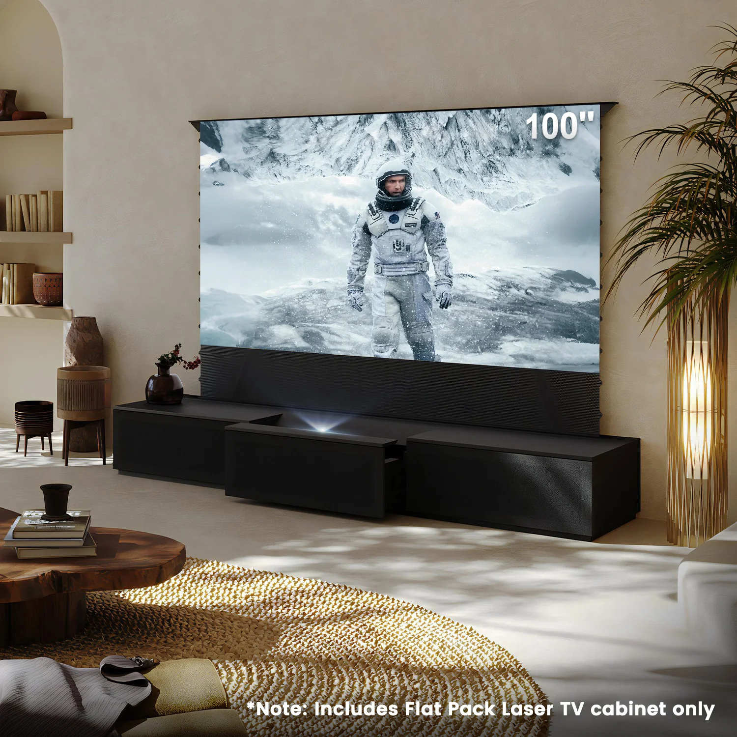100"-120" Shore Black Motorized Laser TV Flat Pack Cabinet - Image 7