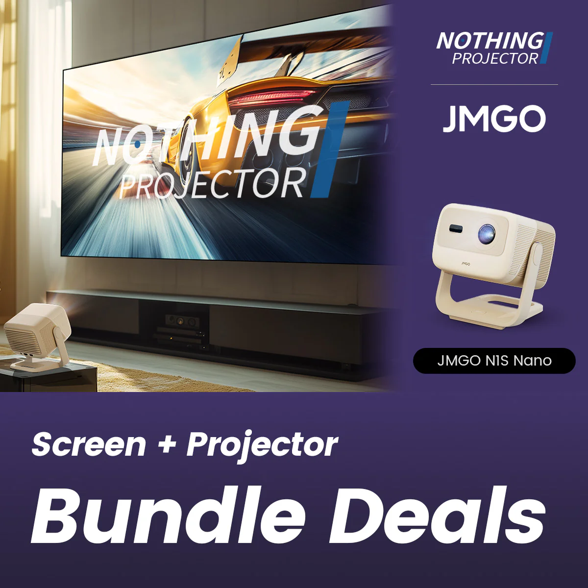 JMGO N1S Nano Long Throw LED Google TV Projector 460 ISO Lumens - Image 2