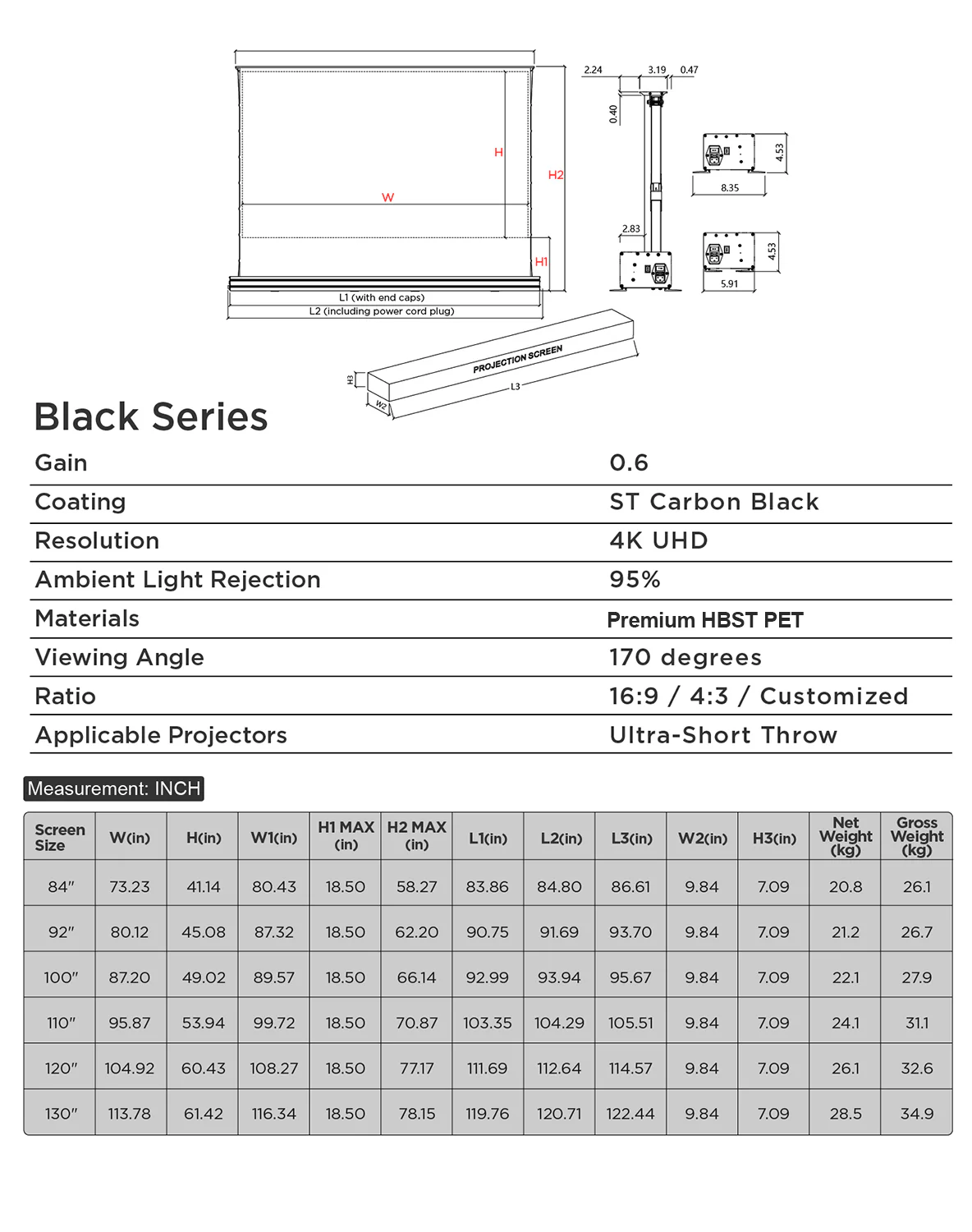 (New - Limited Deals) 120 Inch NothingProjector Motorized Floor Rising 95% ALR Projector Screen - Image 11
