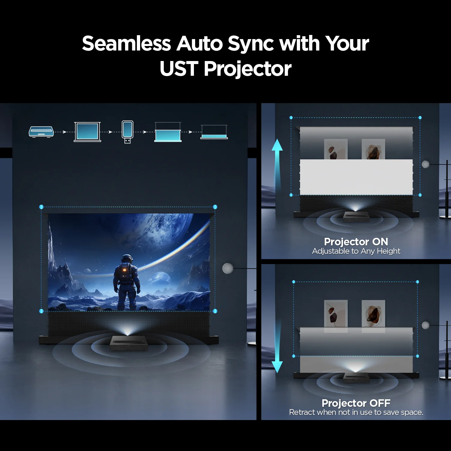 (New - Limited Deals) 120 Inch NothingProjector Motorized Floor Rising 95% ALR Projector Screen - Image 3