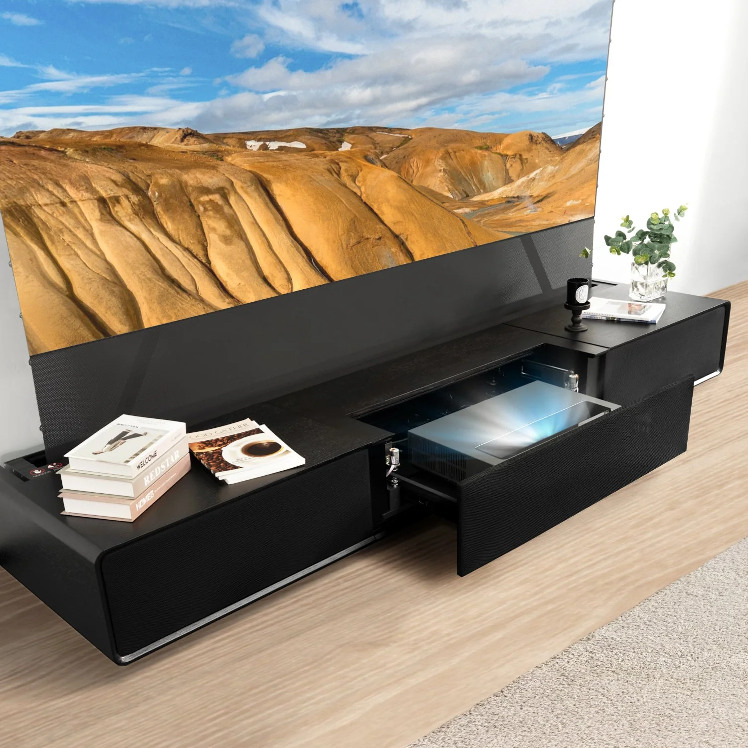 Shore Wood Grain TV Cabinet for Ultra Short Throw Projector (Pre-Assembled) - Image 16