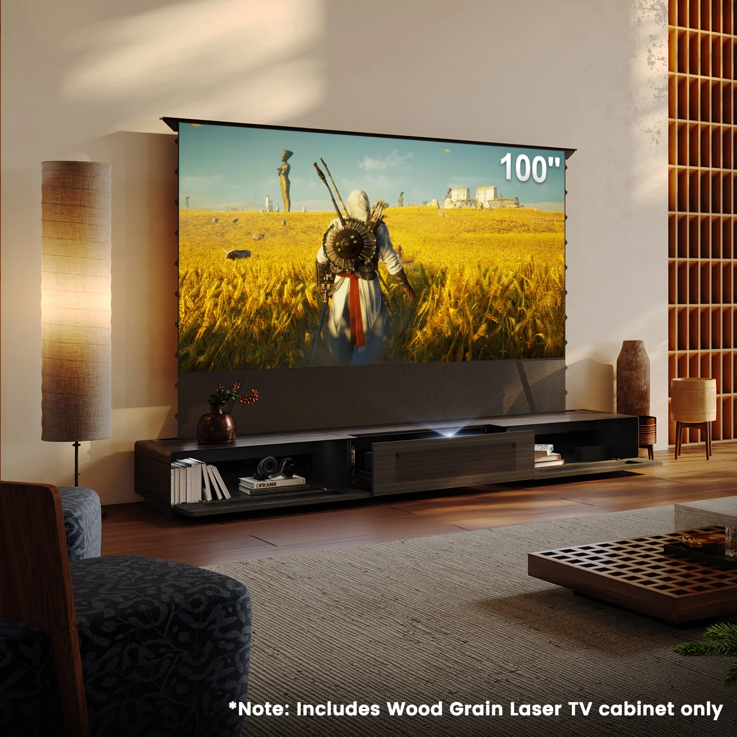Shore Wood Grain TV Cabinet for Ultra Short Throw Projector (Pre-Assembled) - Image 5
