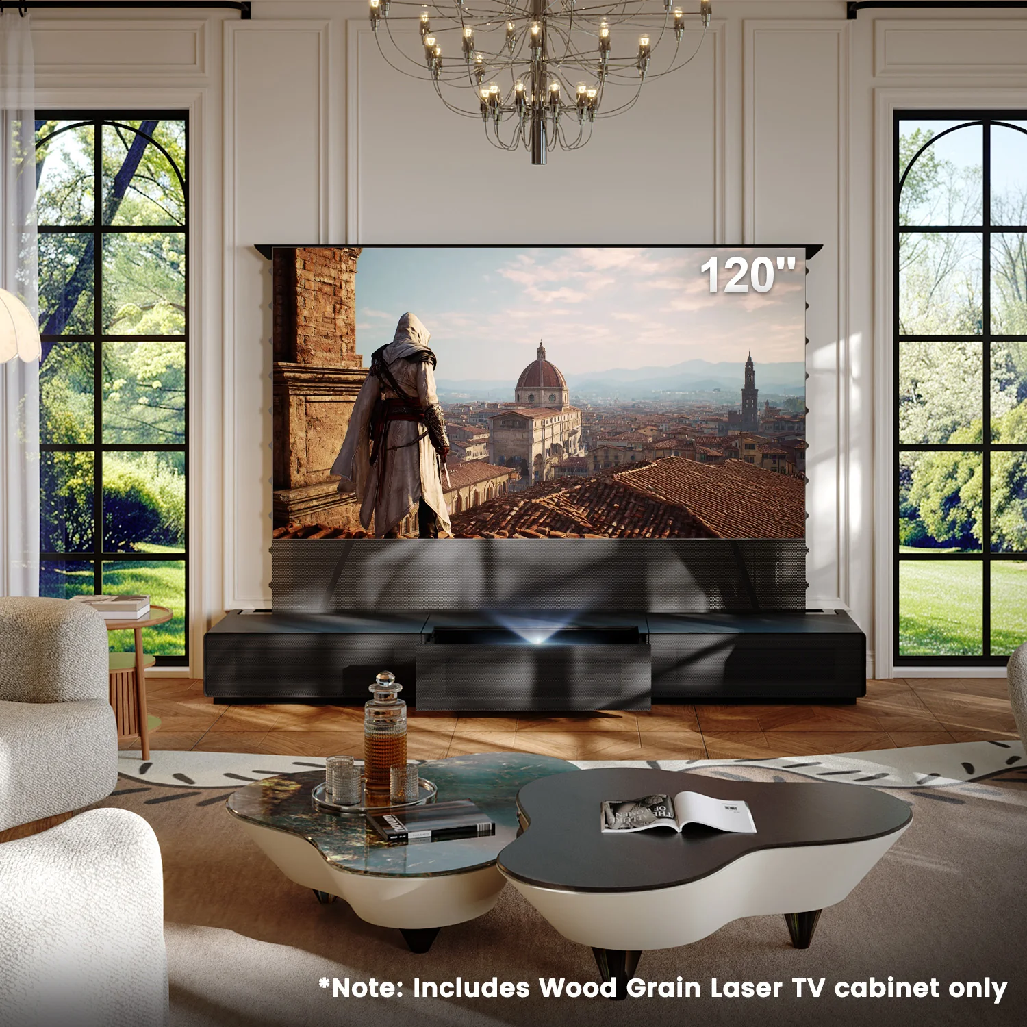 Shore Wood Grain TV Cabinet for Ultra Short Throw Projector (Pre-Assembled) - Image 6