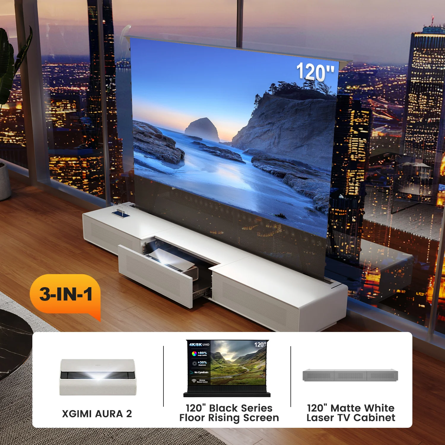 (Bundle) XGIMI AURA 2 4K UST Laser Projector + Black Series Motorized ALR Screen + Laser TV Cabinet - Image 20